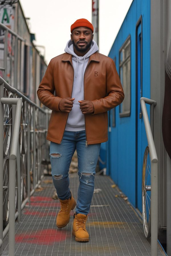 B. Signature Cognac Leather Jacket - Image 2