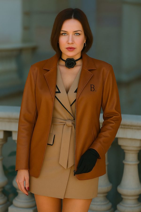 B. Signature Cognac Leather Jacket - Image 3
